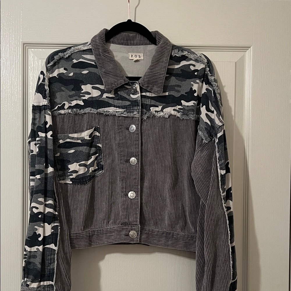 POL Camouflage and Gray Jean Jacket